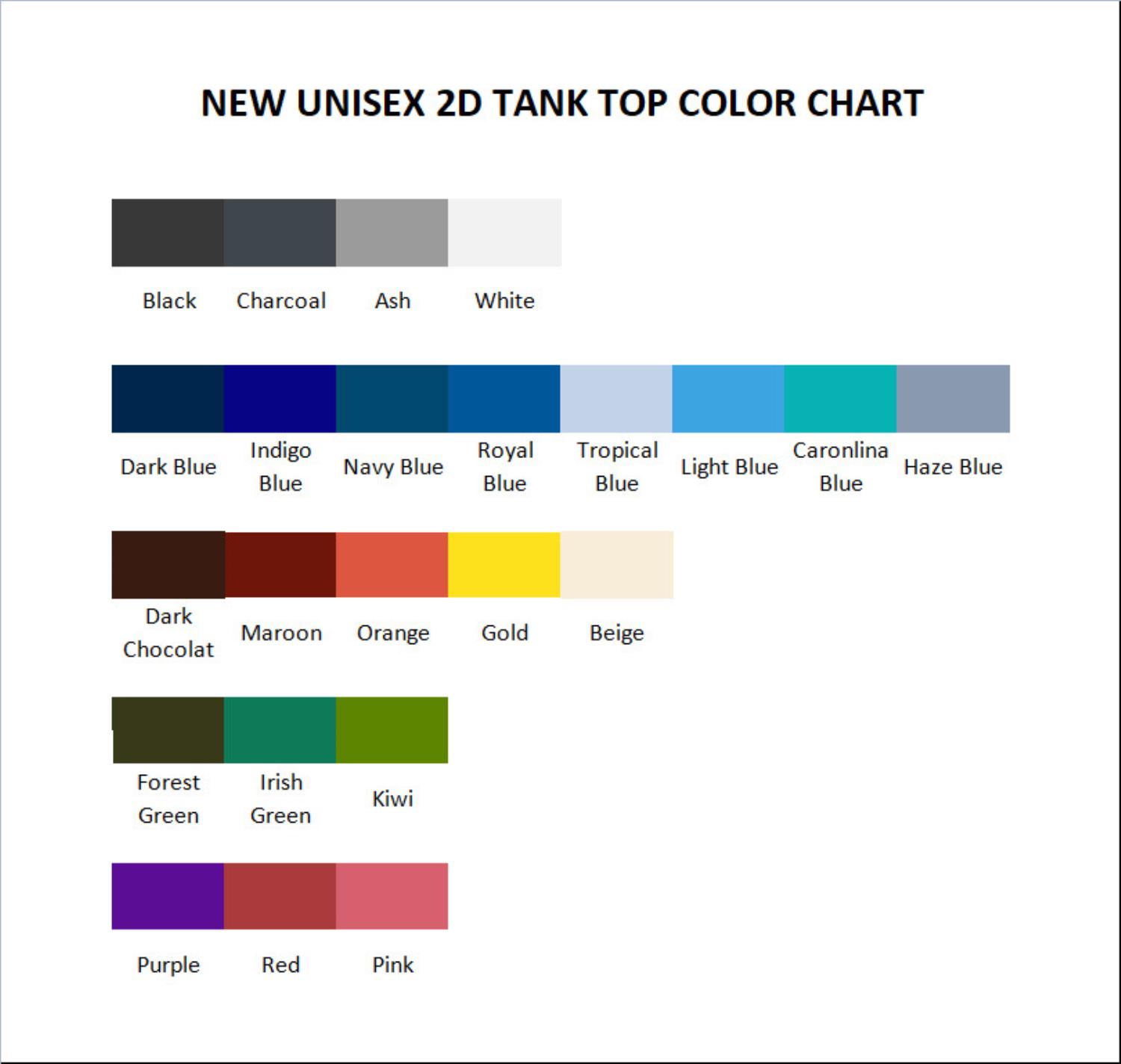 tank top color chart - Dracula Merch