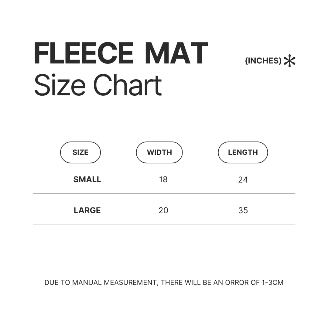 Fleece Mat Size Chart - Dracula Merch