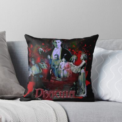 Dracula Retro Design Throw Pillow