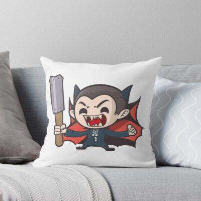 Dracula Playing Throw Pillow