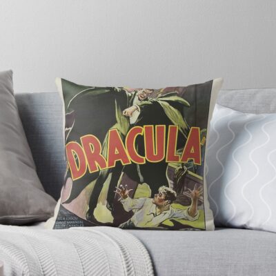 Dracula Vintage Horror Movie Throw Pillow