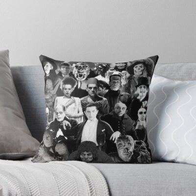 Classic Horror Monsters Throw Pillow