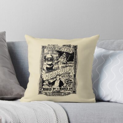Retro Monsters Throw Pillow